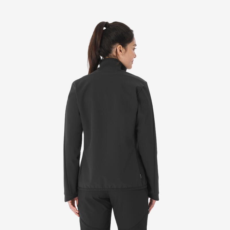 Geacă Softshell cu protecție împotriva vântului Trekking MT100 Negru Damă