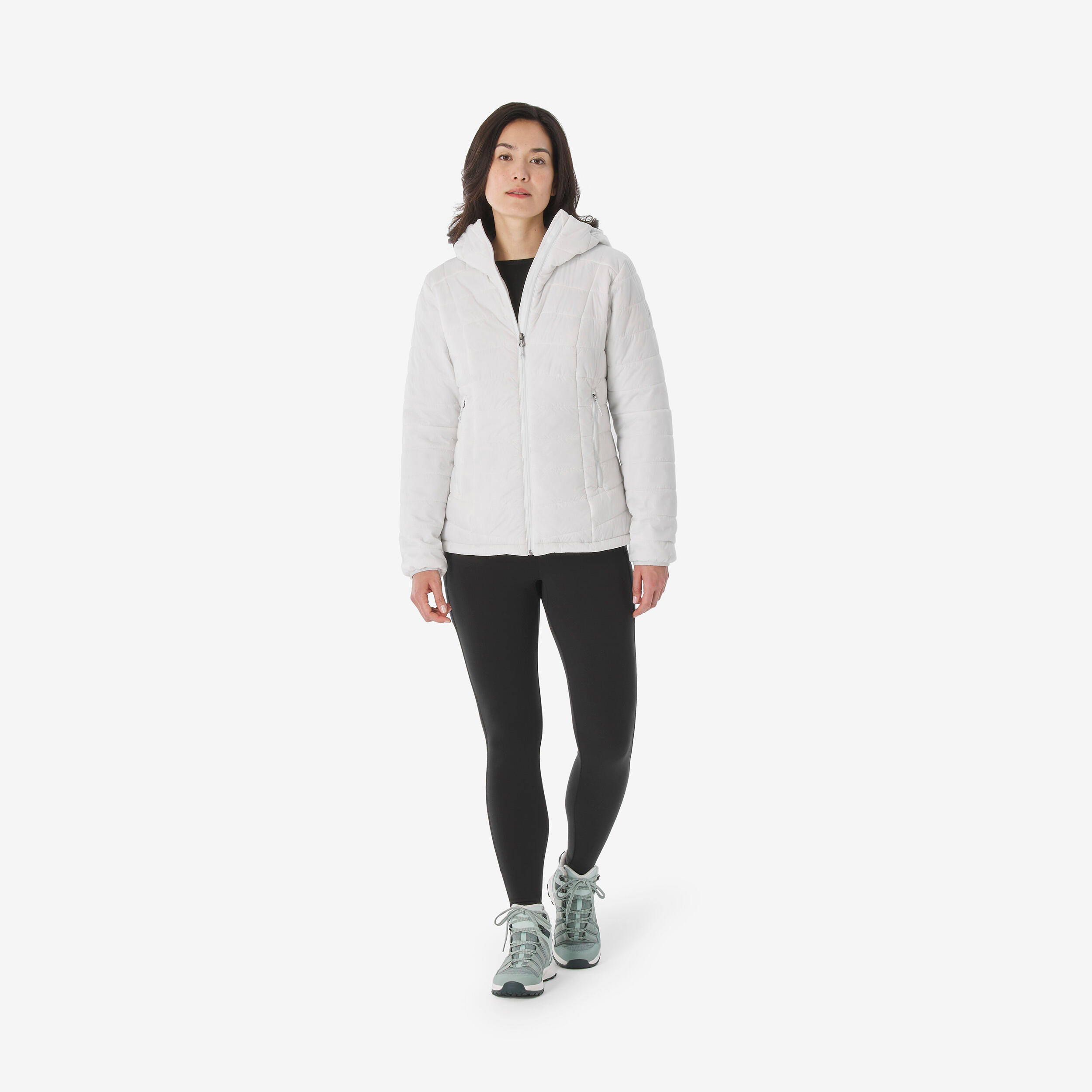 Doudoune de trek à capuche synthétique femme, MT100 non teint 2/6