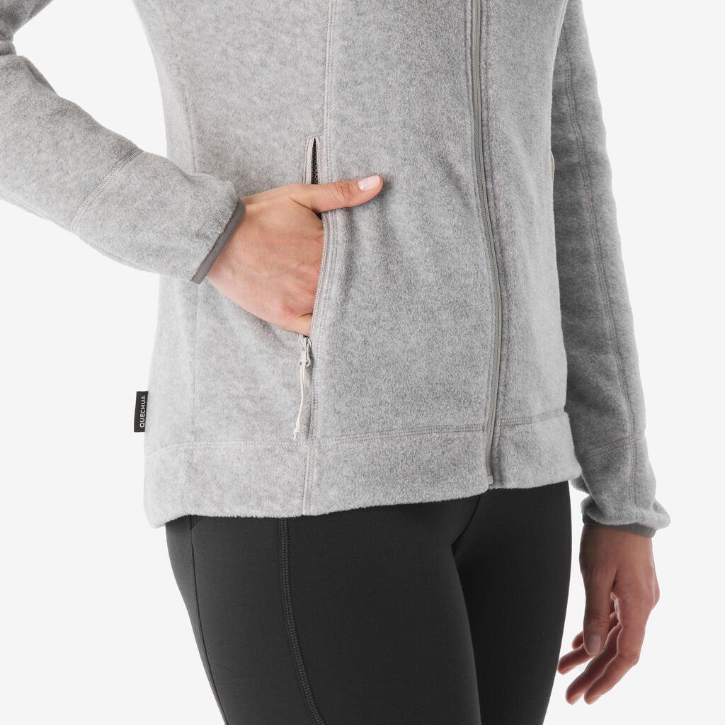 Polaire de randonnée montagne femme, MH100 full zip blanc