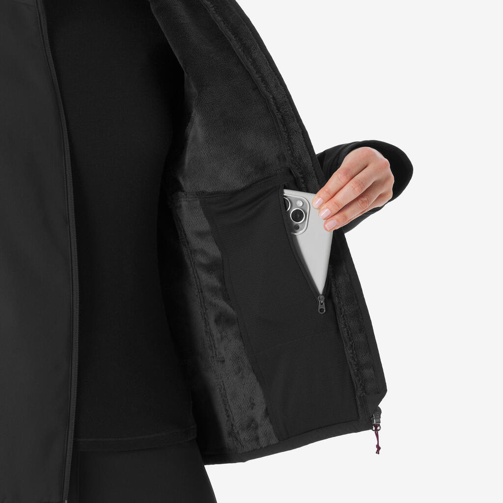 جاكيت مُقاوم للرياح ثقيل للنساء - SOFTSHELL MT100 أسود