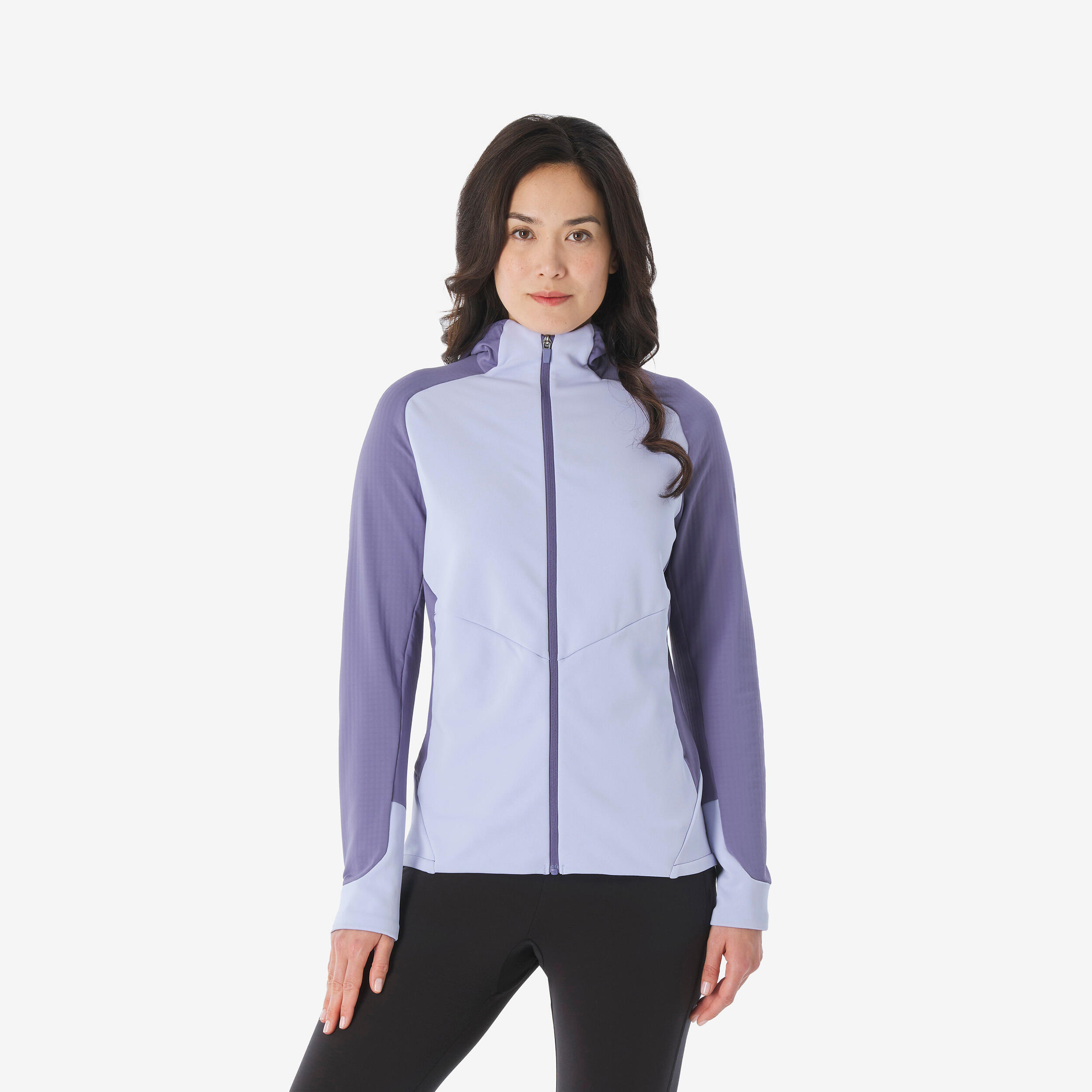 QUECHUA Dámska fleecová turistická mikina MH500 Light fialová XS