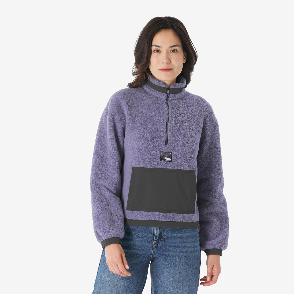 Women's Sherpa Mountain Hiking Fleece MH100 1/2 Zip - Purple