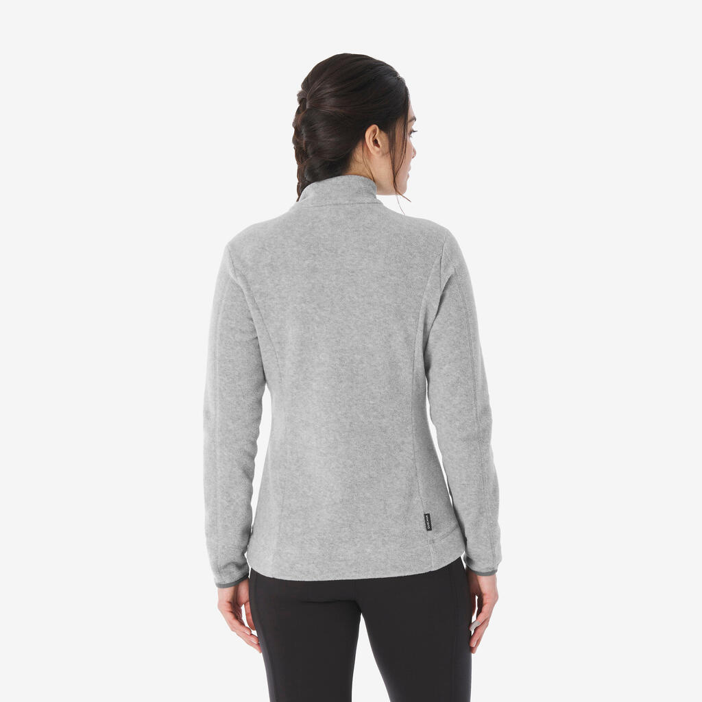 Polaire de randonnée montagne femme, MH100 full zip blanc