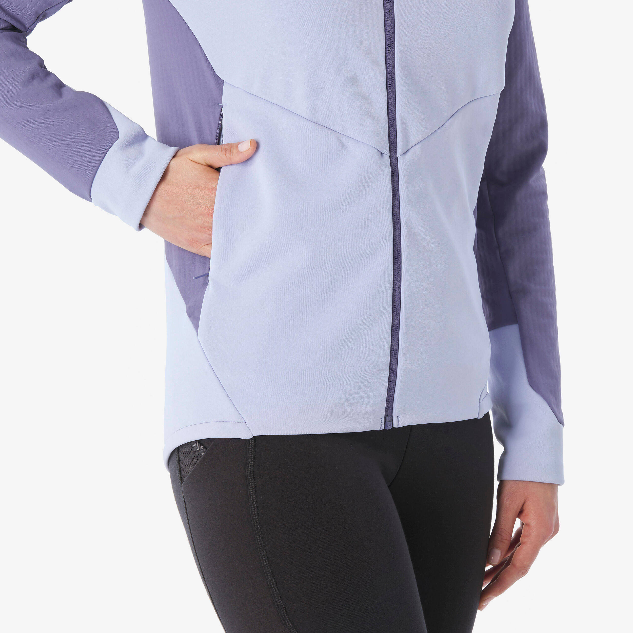 Women’s mountain hiking fleece jacket, MH500 Light Full Zip - Purple -  4