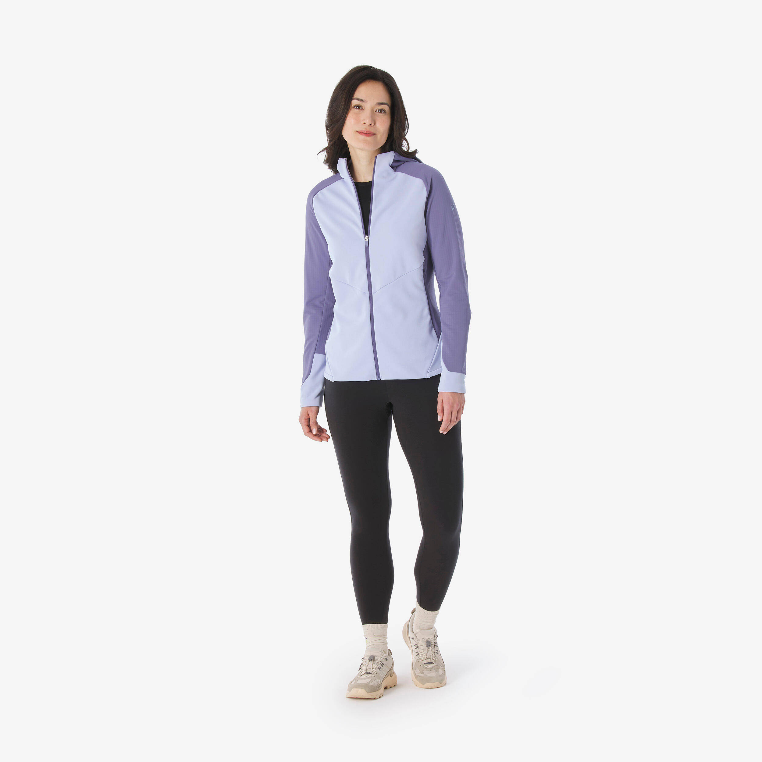 Women’s mountain hiking fleece jacket, MH500 Light Full Zip - Purple -  2