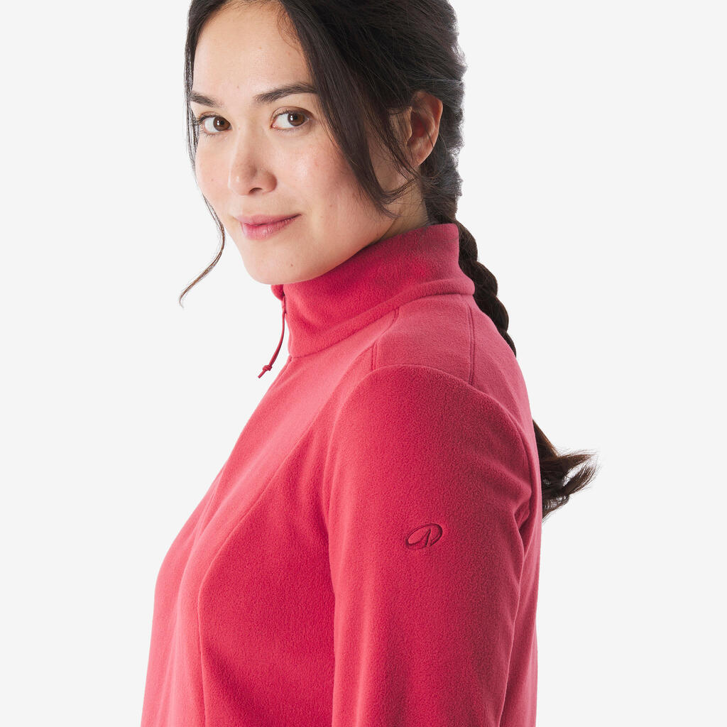 Women’s mountain hiking fleece jacket, MH100 Half Zip - Pink