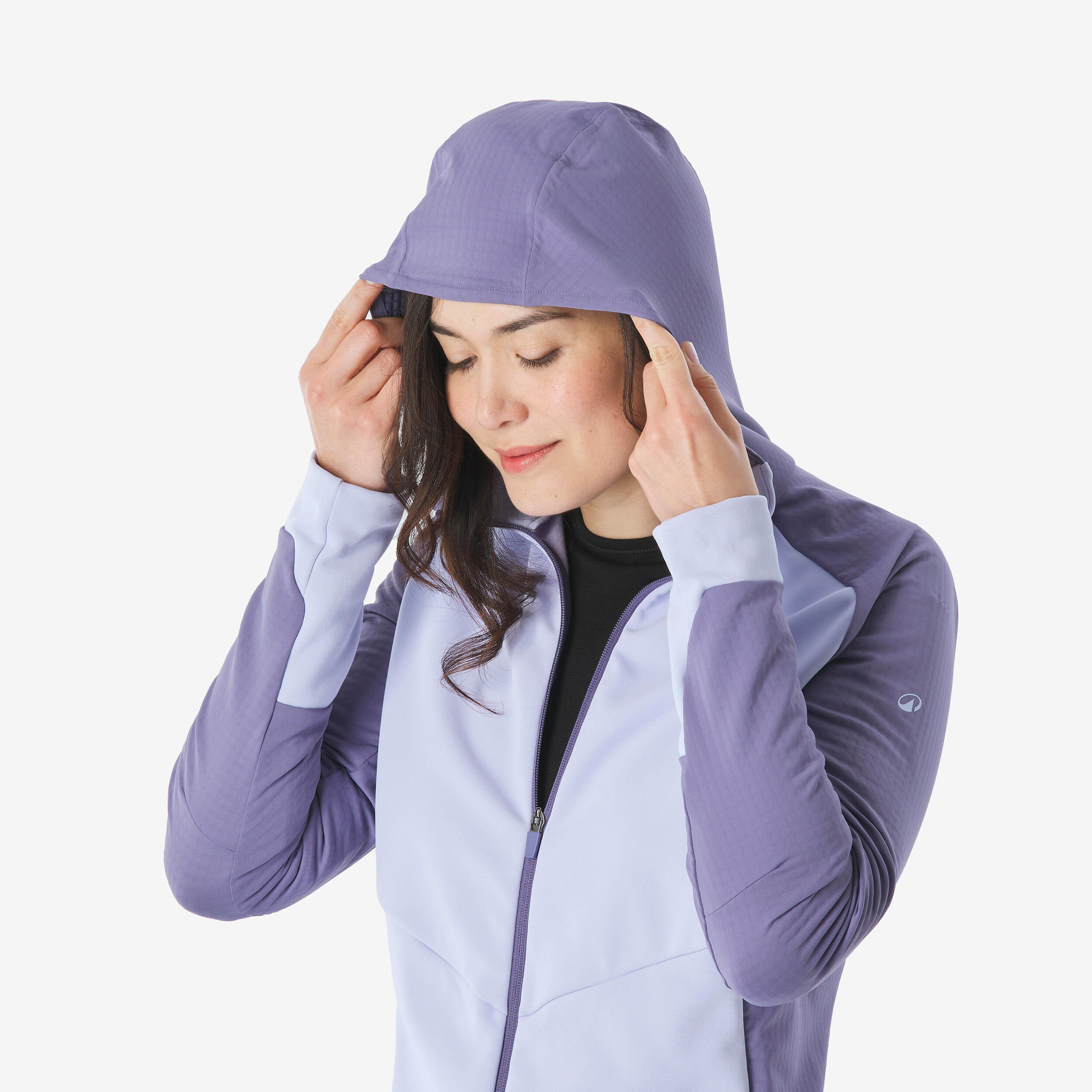 Casaco polar de caminhada na montanha mulher MH500 light fecho violeta 6/6
