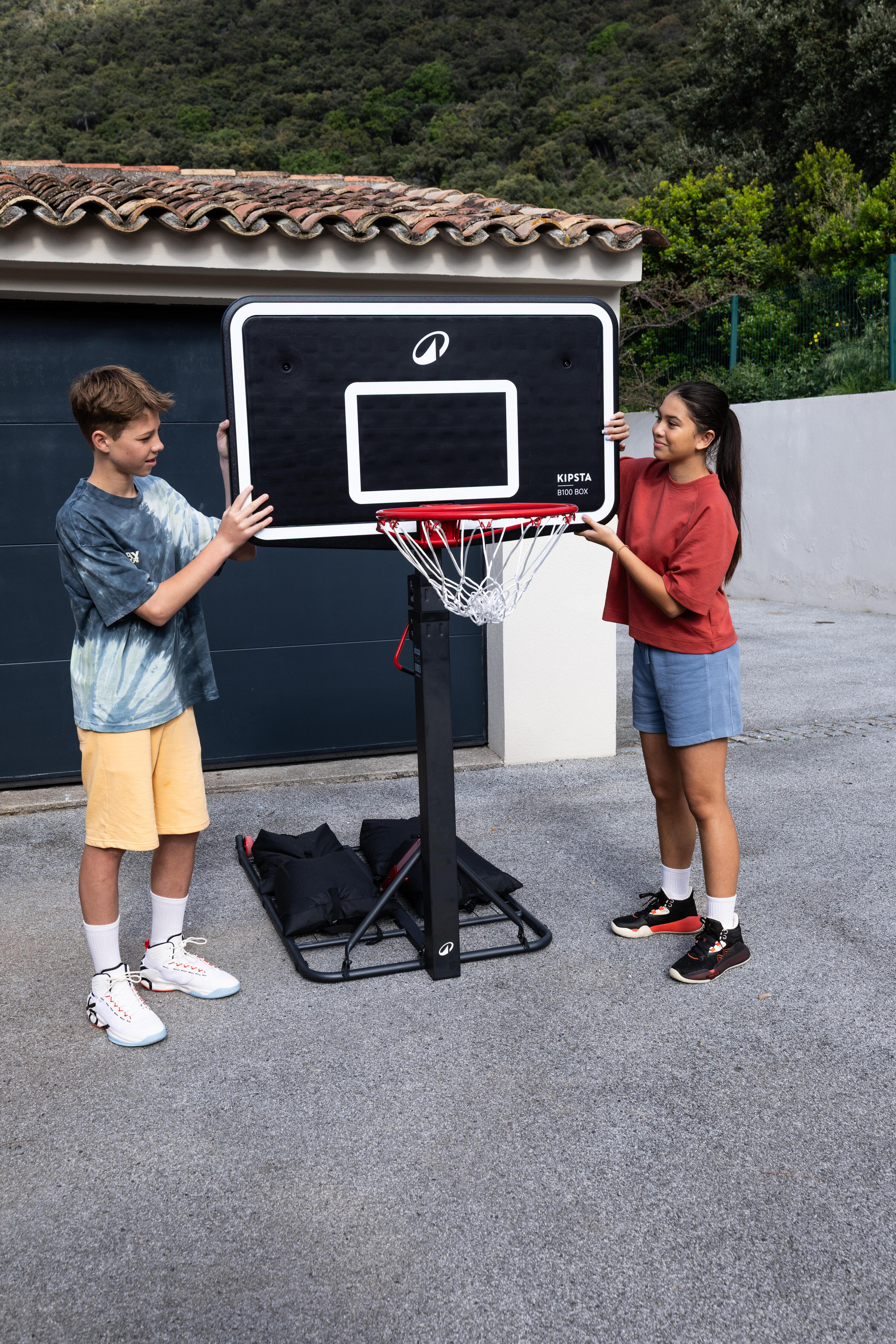 Panier de basketball sur pied pliable à hauteur réglable 2,4-3,1 m, B 100 Box 7/19