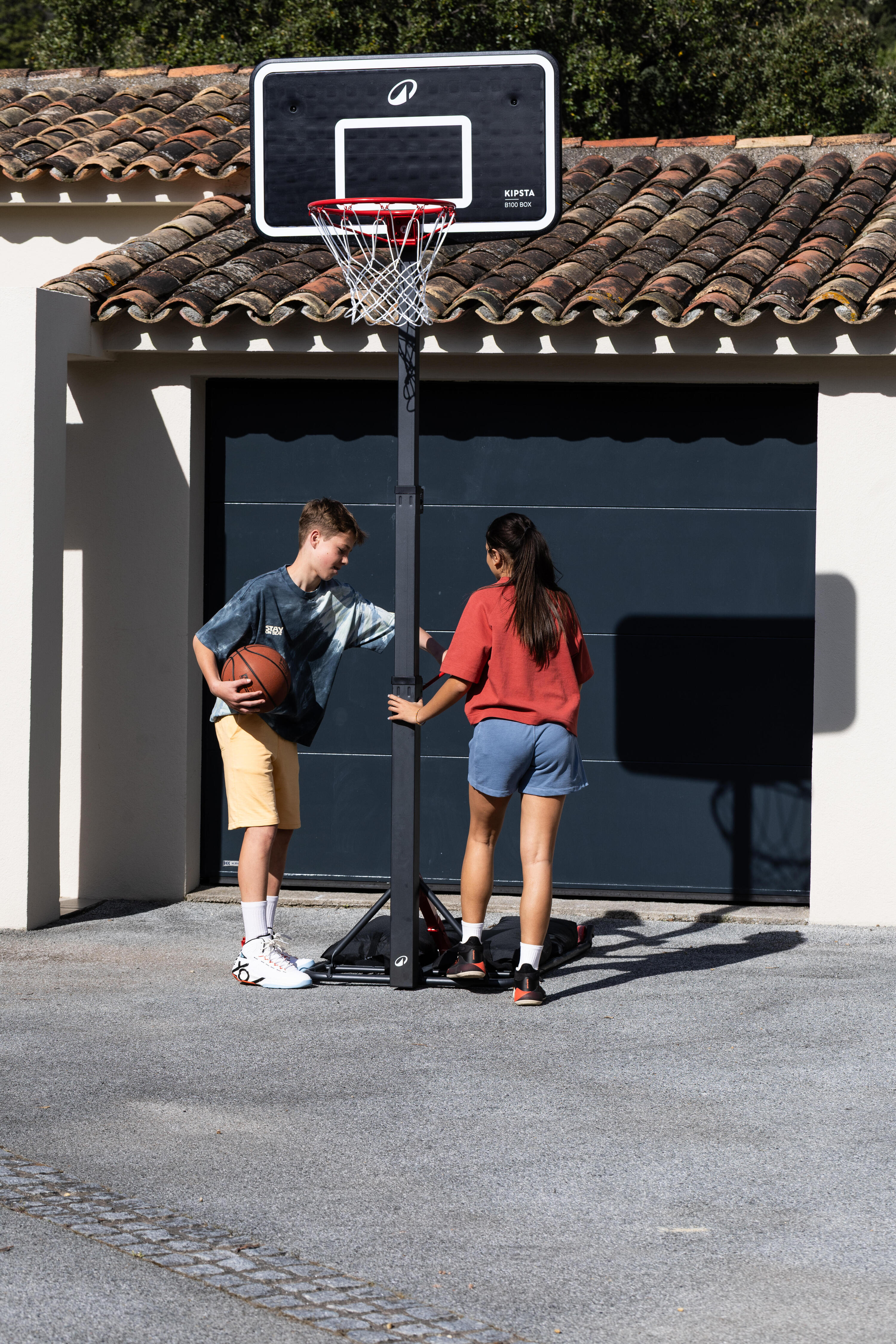 Panier de basketball sur pied pliable à hauteur réglable 2,4-3,1 m, B 100 Box 2/19