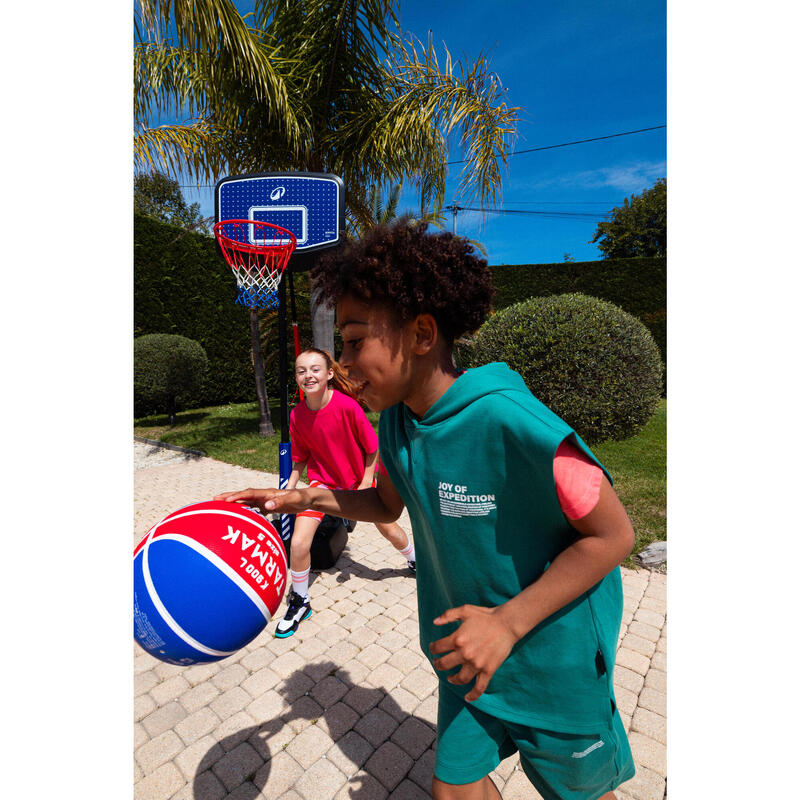 Panier de basket enfant dunk sur pied réglable 1,60m à 2,20m - K900 V2 bleu noir