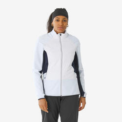 Veste de ski de fond coupe-vent femme, XCS 500 blanc/bleu