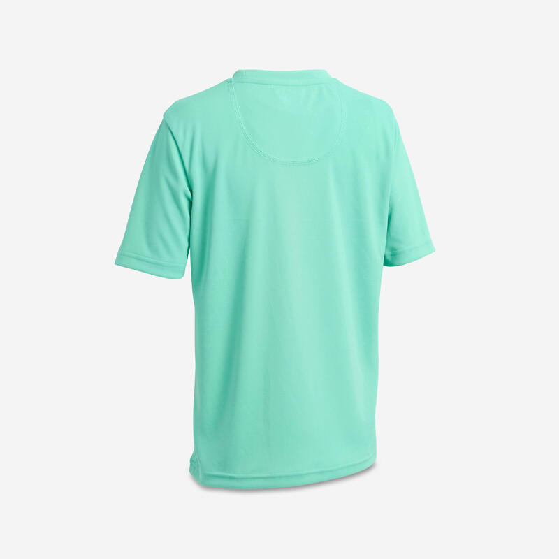 Tricou anti-UV surf 100 UPF50+, UV>95% Turcoaz Copii