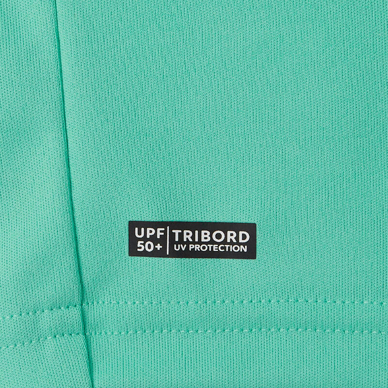 Tricou anti-UV surf 100 UPF50+, UV>95% Turcoaz Copii