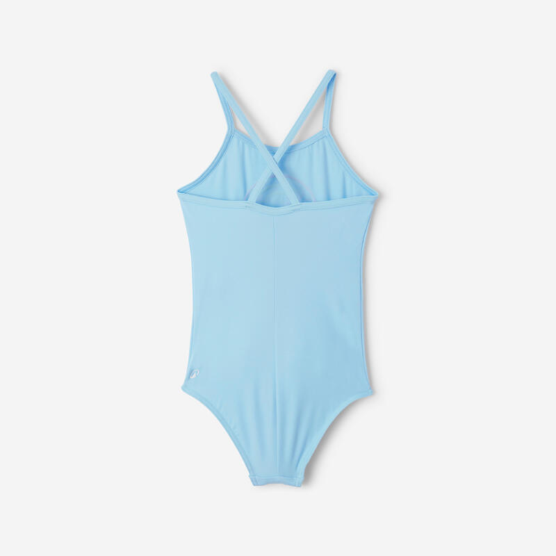 Maillot 1 pièce surf Fille - Hanalei summer vibes bleu ciel