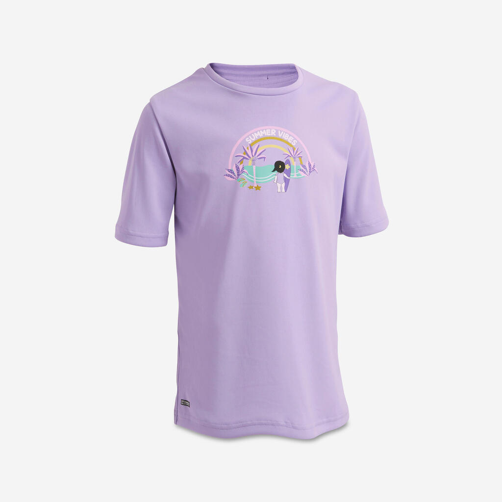 Παιδικό t-shirt αντηλιακής προστασίας για surfing - 100 μοβ