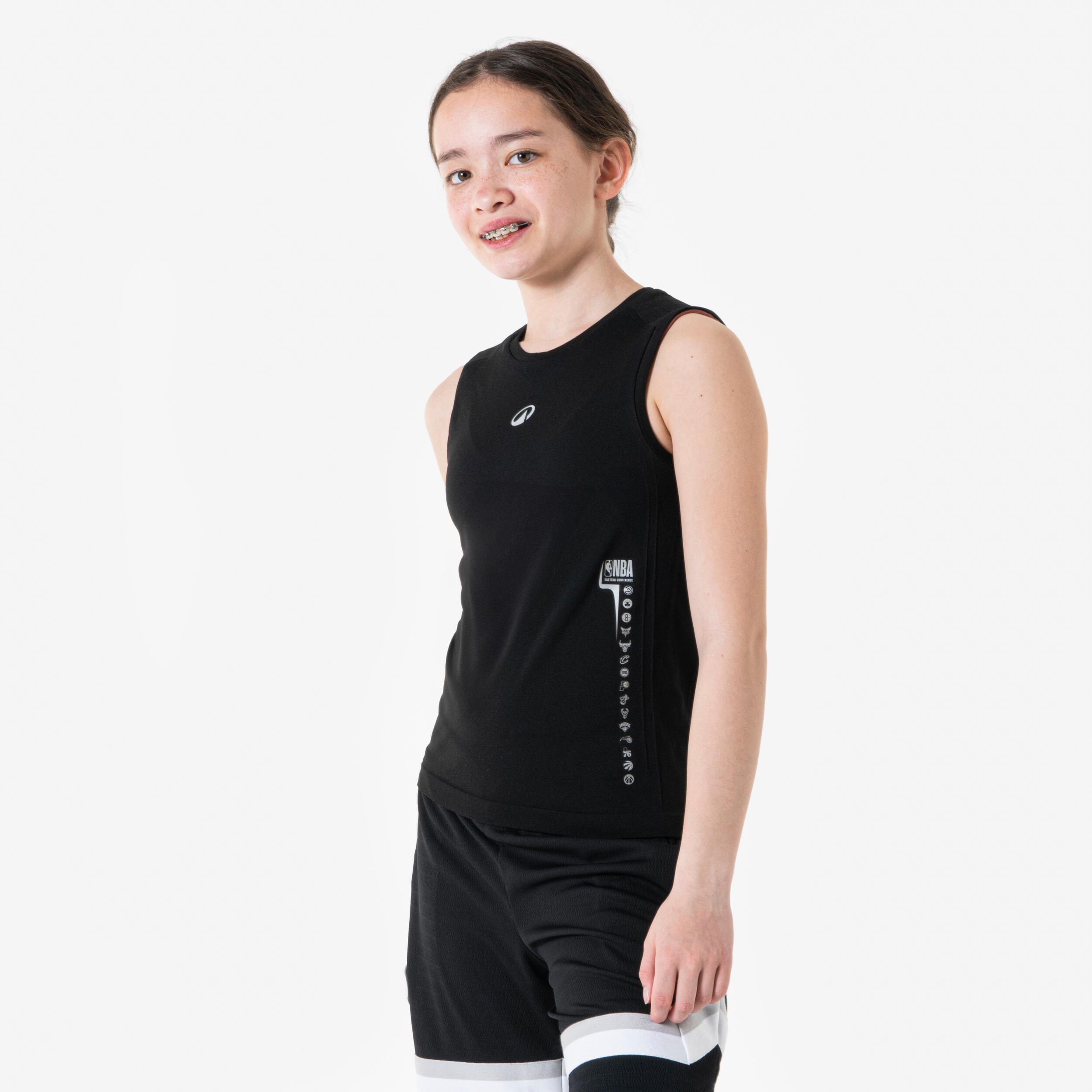 Camisola térmica sem mangas de basquetebol nba criança preto