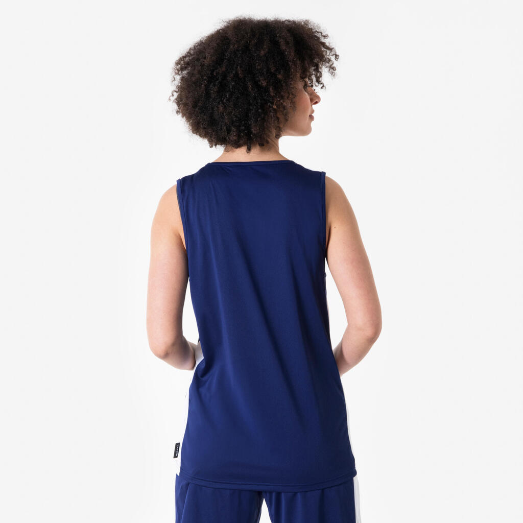 Men's/Women's Sleeveless Basketball Shirt Tank 100 - Navy