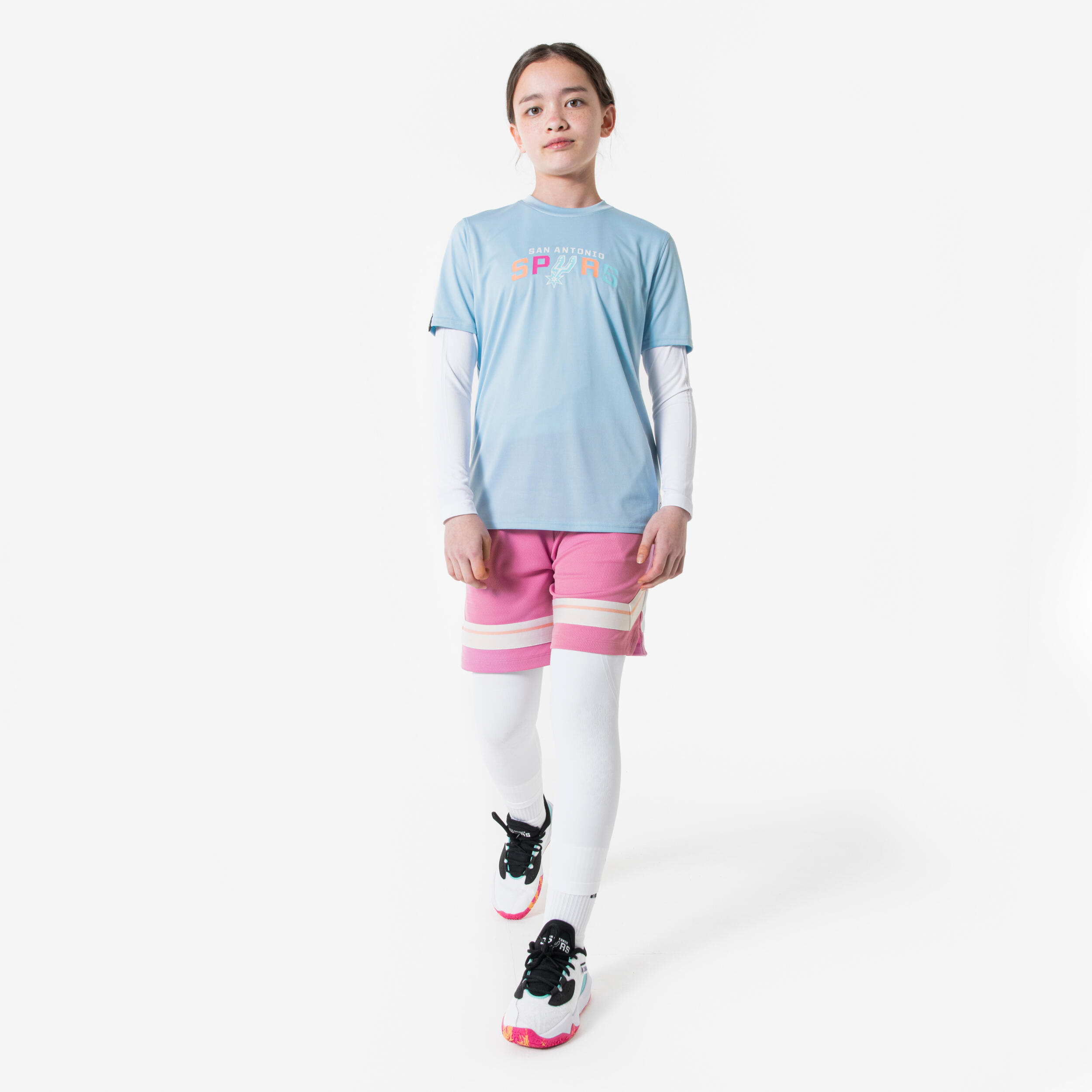 Sous vêtement bas / collant 3/4 tight de basketball enfant nba blanc 2/8