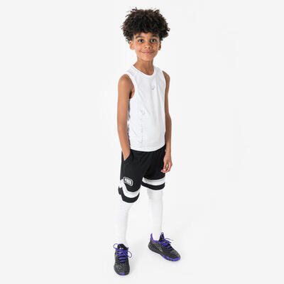 Mouwloos basketbal-ondershirt voor kinderen wit