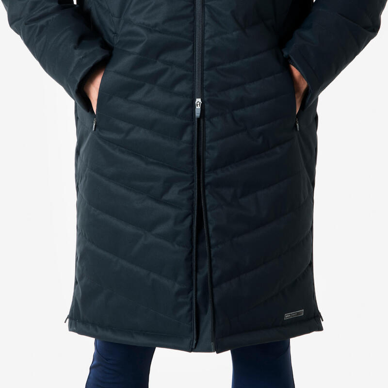 Lange voetbalparka voor volwassenen donkerblauw