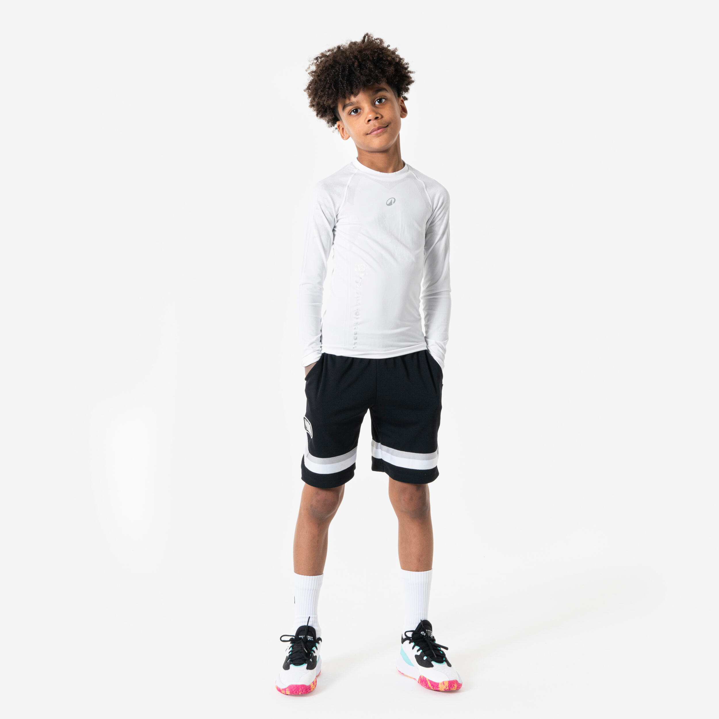 Sous-maillot basketball NBA manche longue enfant - blanc 2/9