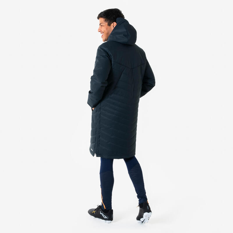 Geacă Parka Lungă Fotbal Negru Adulți 