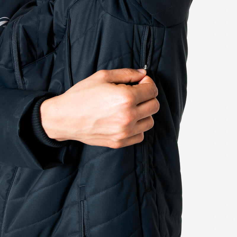 Lange voetbalparka voor volwassenen donkerblauw