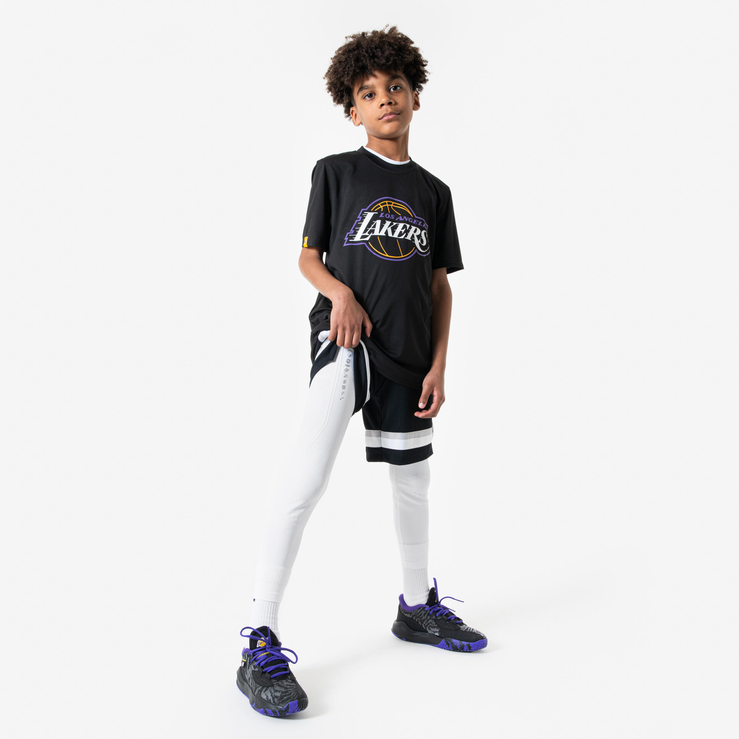 Sous vêtement bas / collant 3/4 tight de basketball enfant nba blanc 5/8