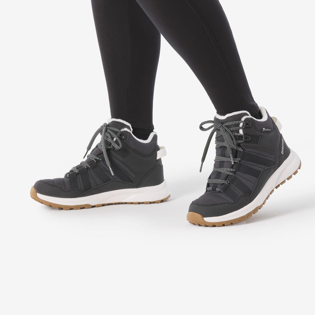 Chaussures de randonnée chaudes et imperméables femme, NH500 Mid noir