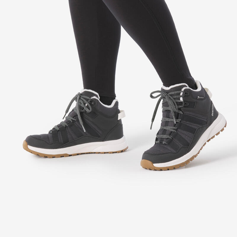 Chaussures de randonnée chaudes et imperméables femme, NH500 Mid noir