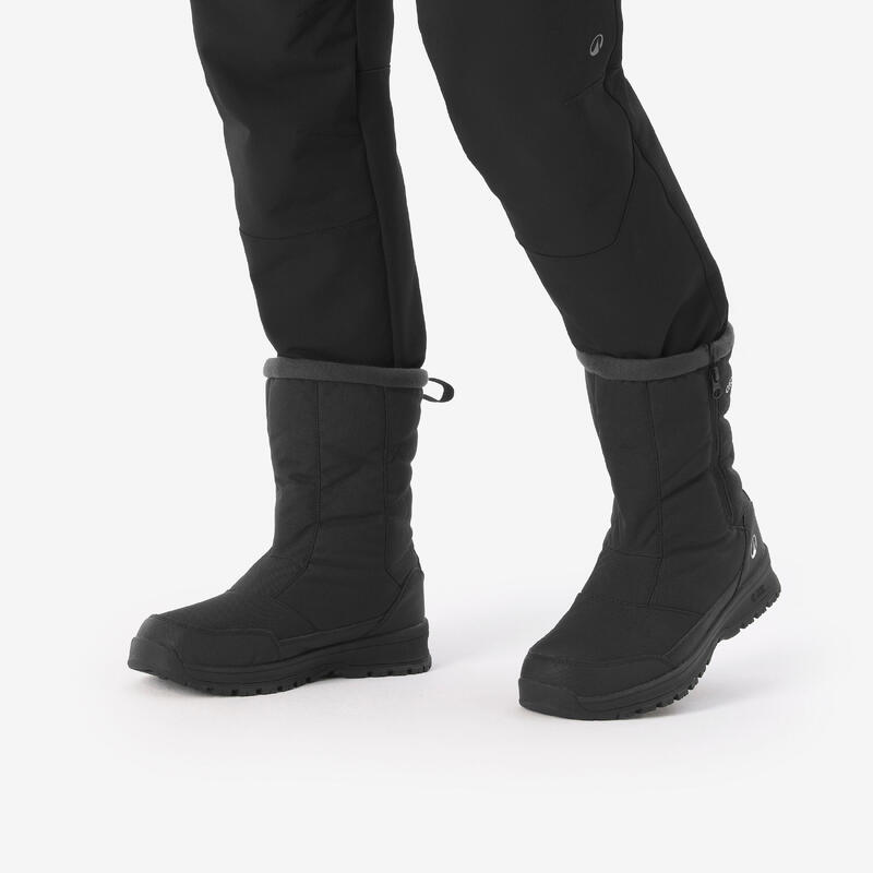 Bottes de randonnée neige imperméables homme, NH100 Haute Zip noir