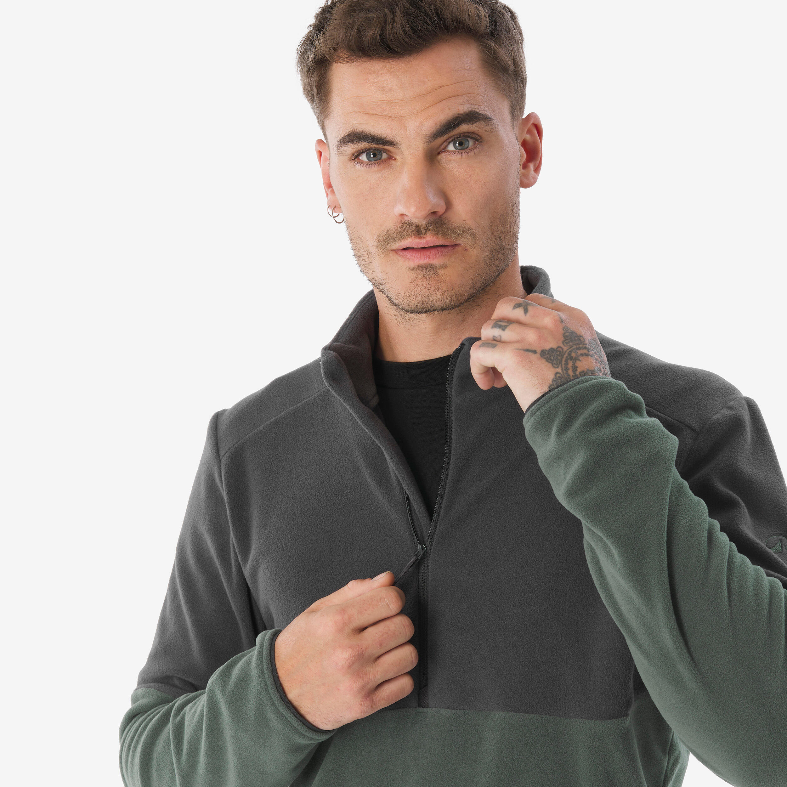 Men’s Half-Zip Fleece Hiking Sweater, MH 500 - QUECHUA