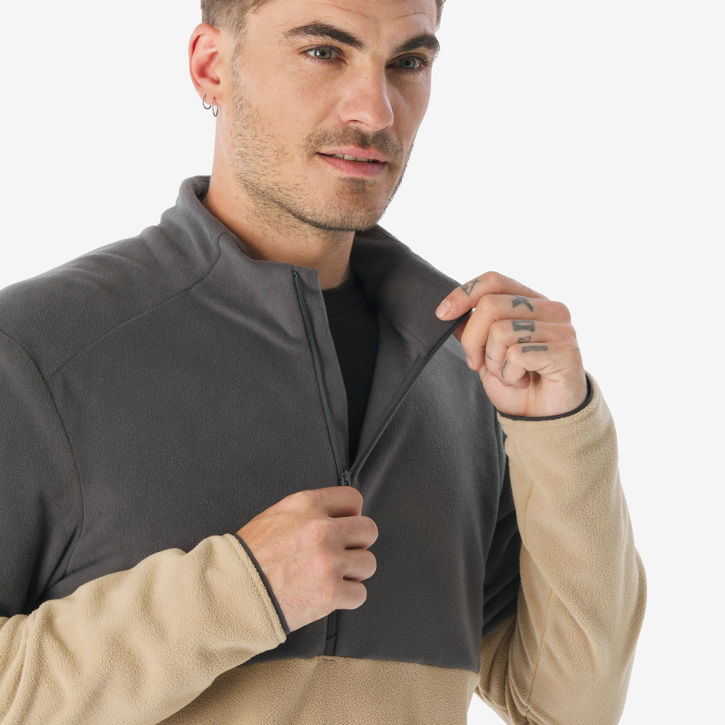 Men’s Half-Zip Fleece Hiking Sweater, MH 500 - QUECHUA