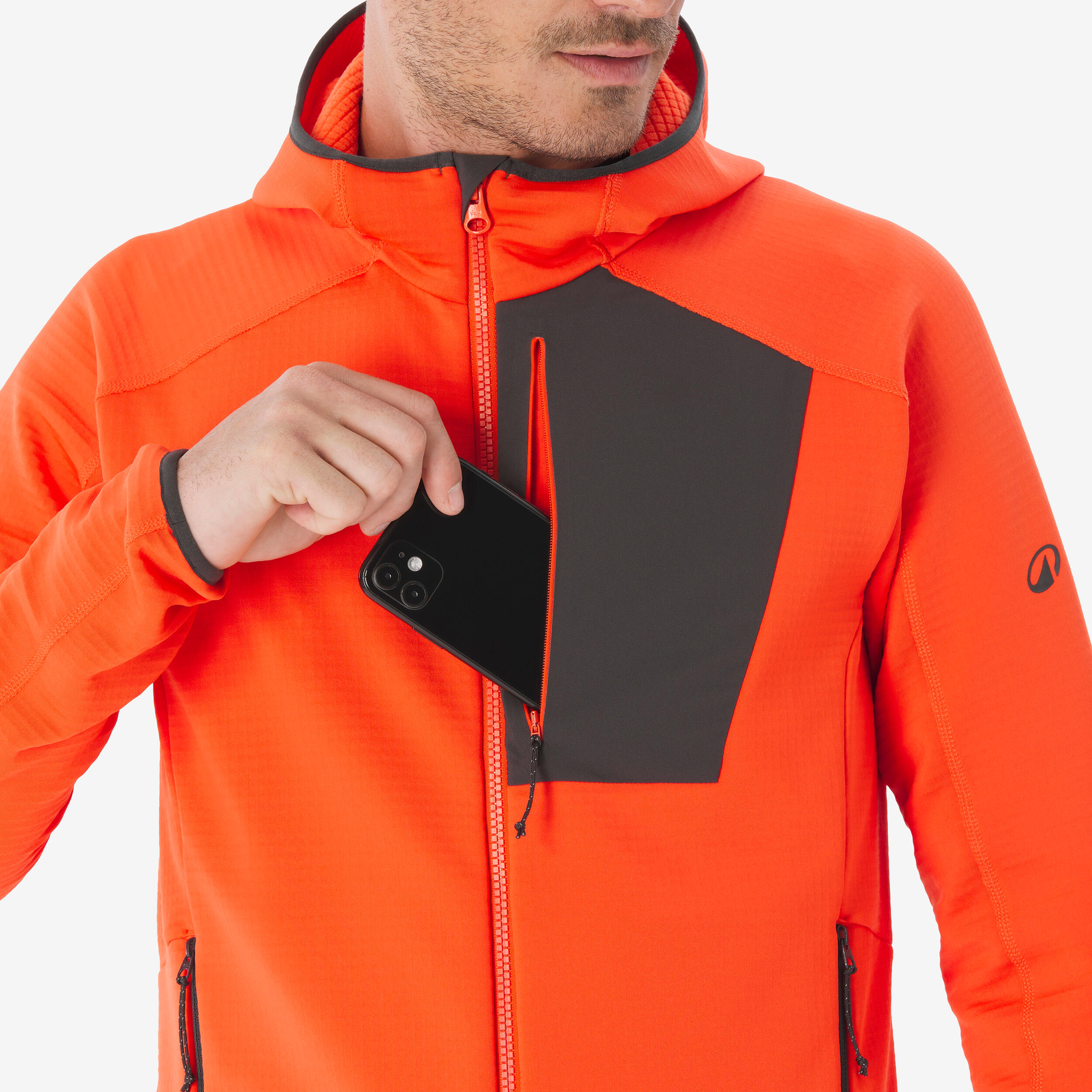 Fleecejacke fürs Wandern in den Bergen für Herren, MH500 Full Zip rot 5/8