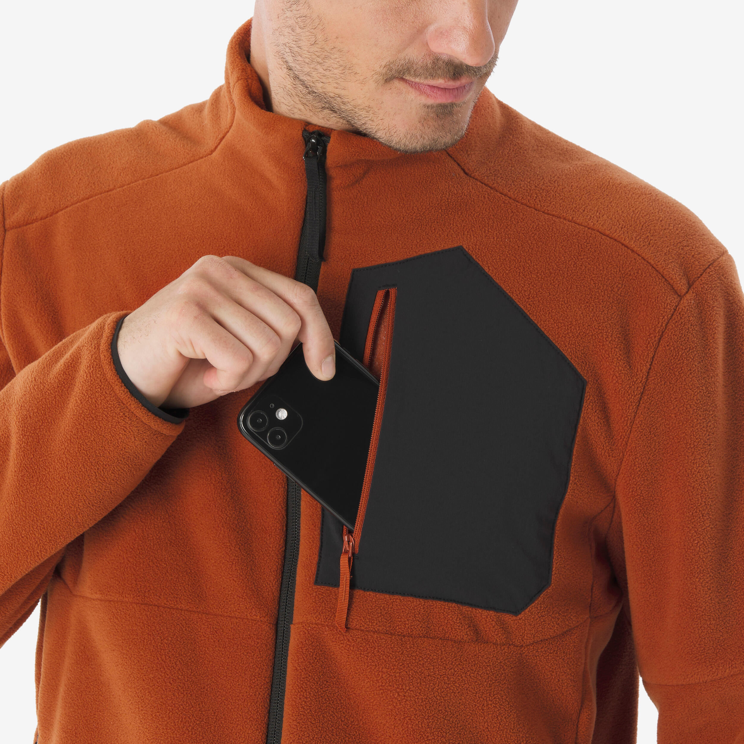 Polaire de randonnée montagne homme, MH500 full zip pocket rouge 5/9