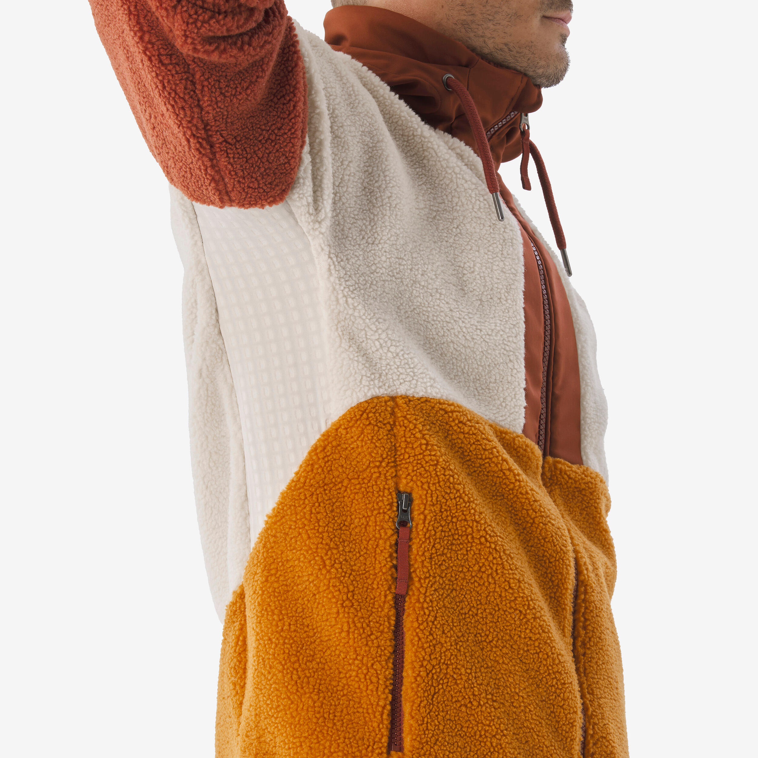 Men's Hiking Warm Sherpa Fleece Jacket SH900 - Brown