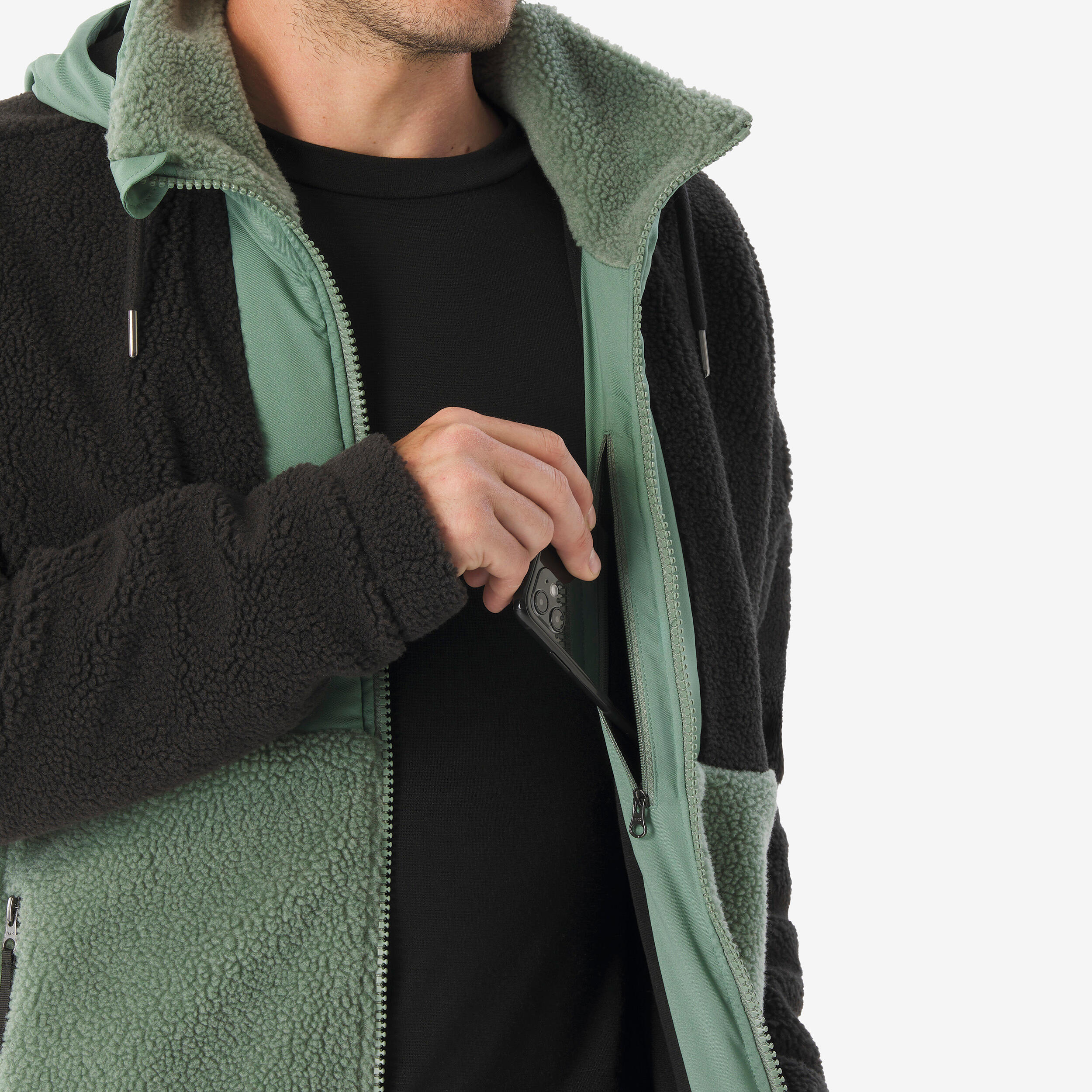 Veste polaire sherpa de randonnée chaude homme, SH900 vert QUECHUA