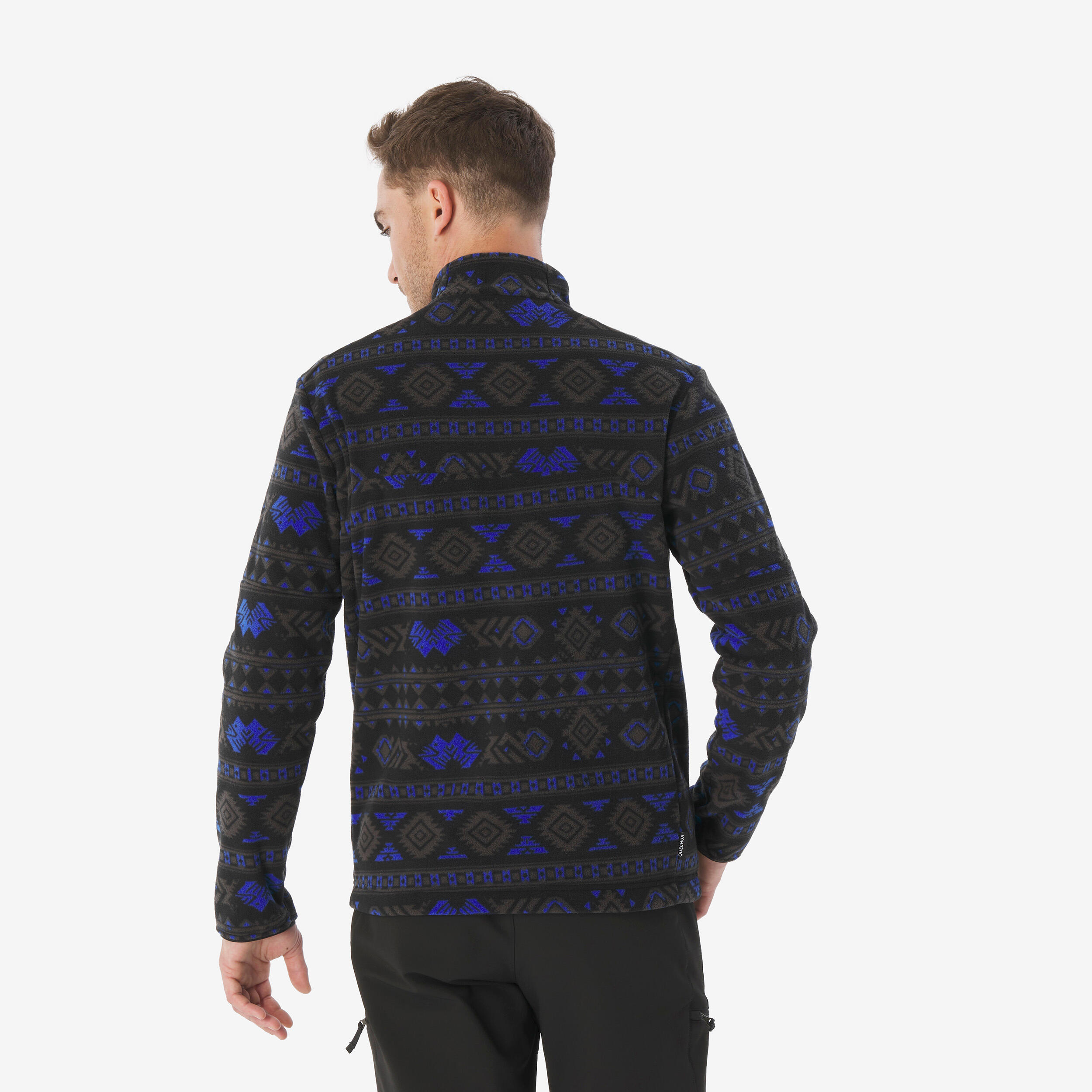 Men’s mountain hiking fleece jacket, MH500 Full Zip Pocket - Blue