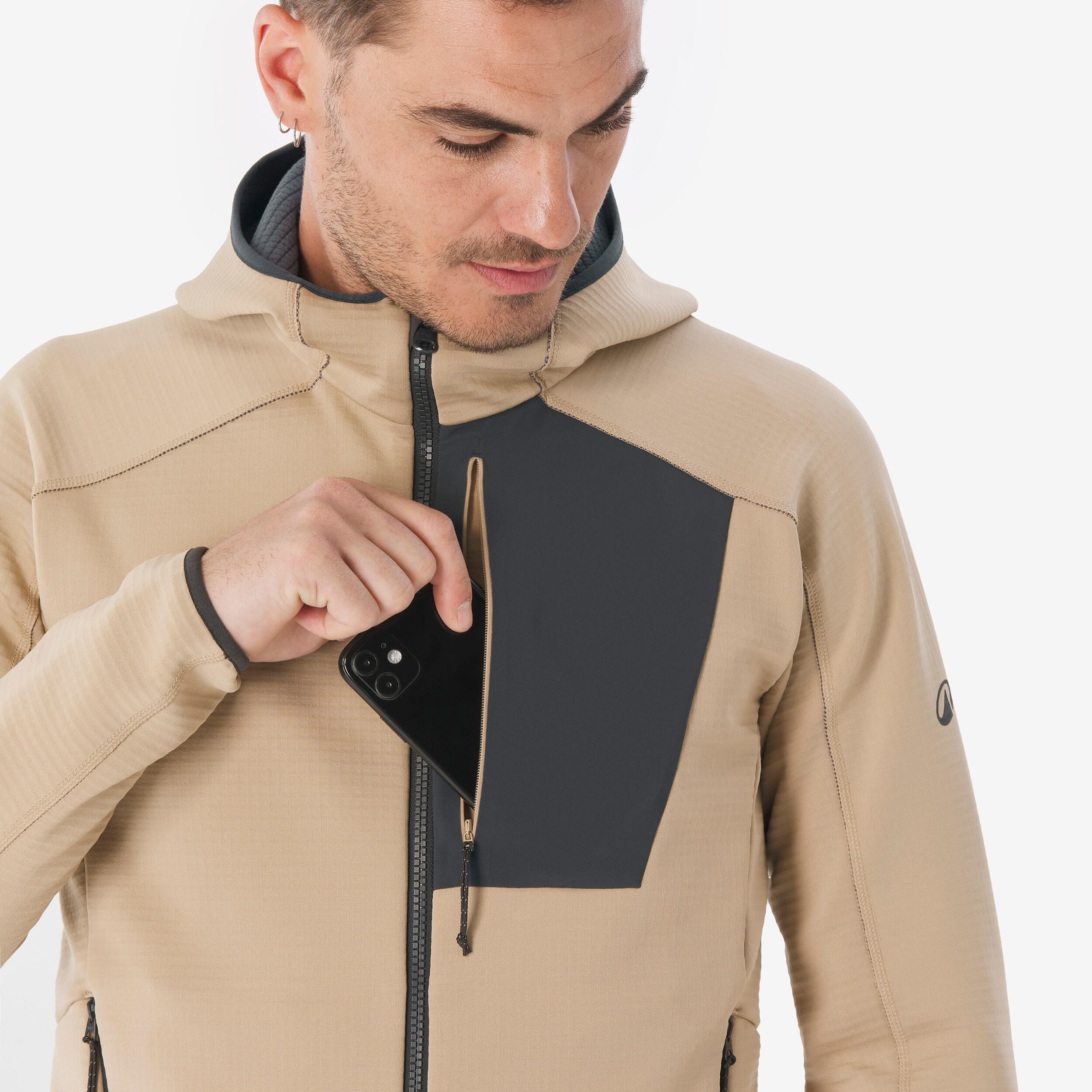 Men’s Full-Zip Fleece Hiking Jacket, MH 500 - QUECHUA
