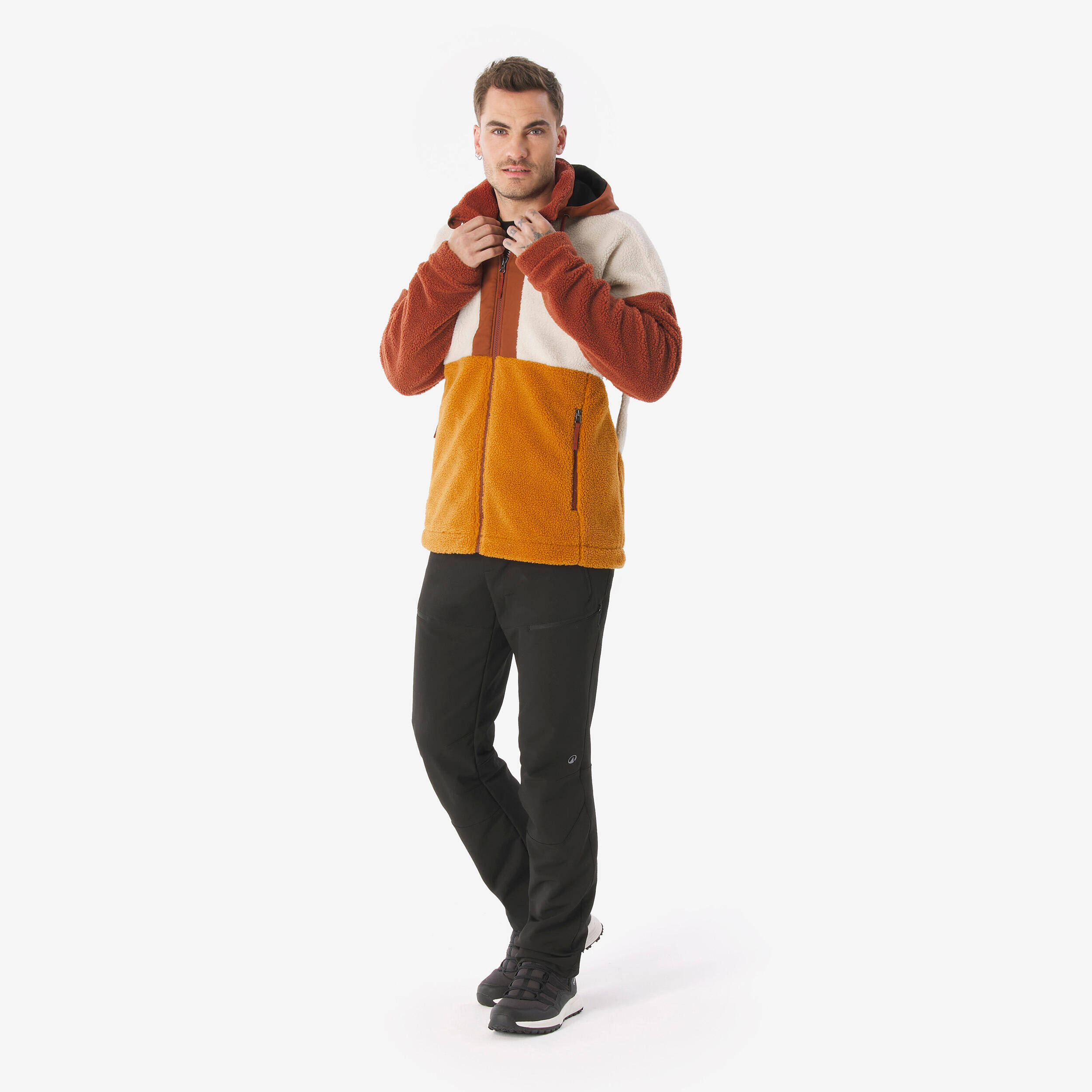 Men's Hiking Warm Sherpa Fleece Jacket SH900 - Brown -  2