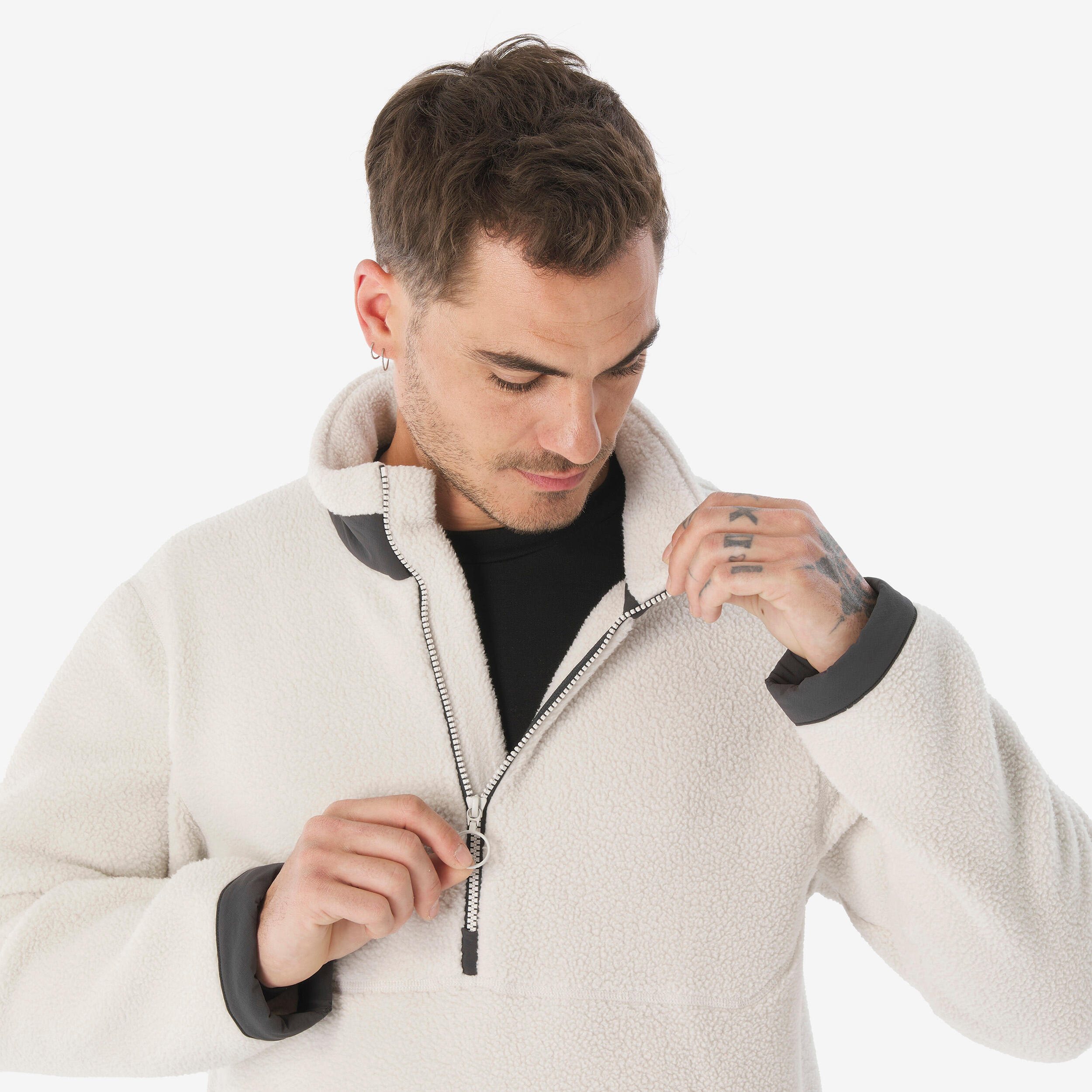 Chandail de randonnée en polaire moutonné à demi-zip homme, MH 100 - QUECHUA