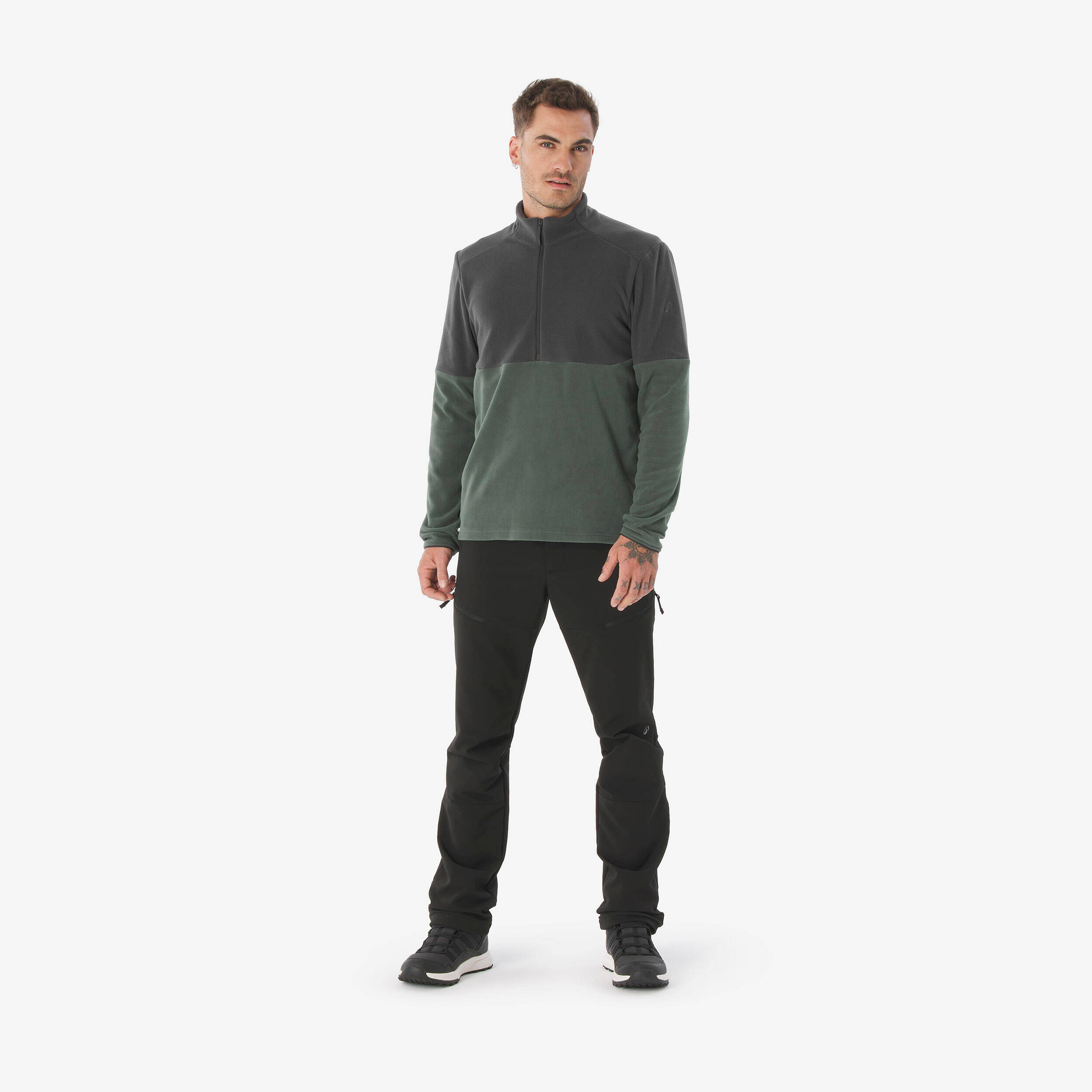 Men’s Mountain Walking Half-zip Fleece MH500 - Green -  2