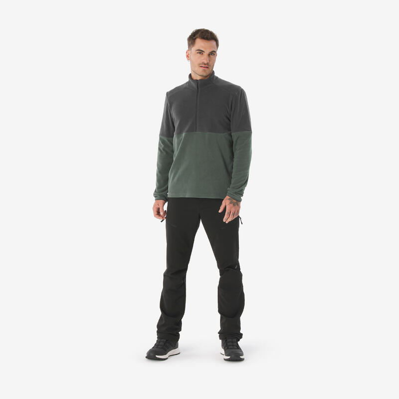 Polaire de randonnée montagne homme, MH500 demi zip vert