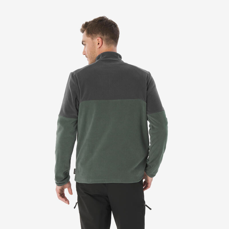 Polaire de randonnée montagne homme, MH500 demi zip vert