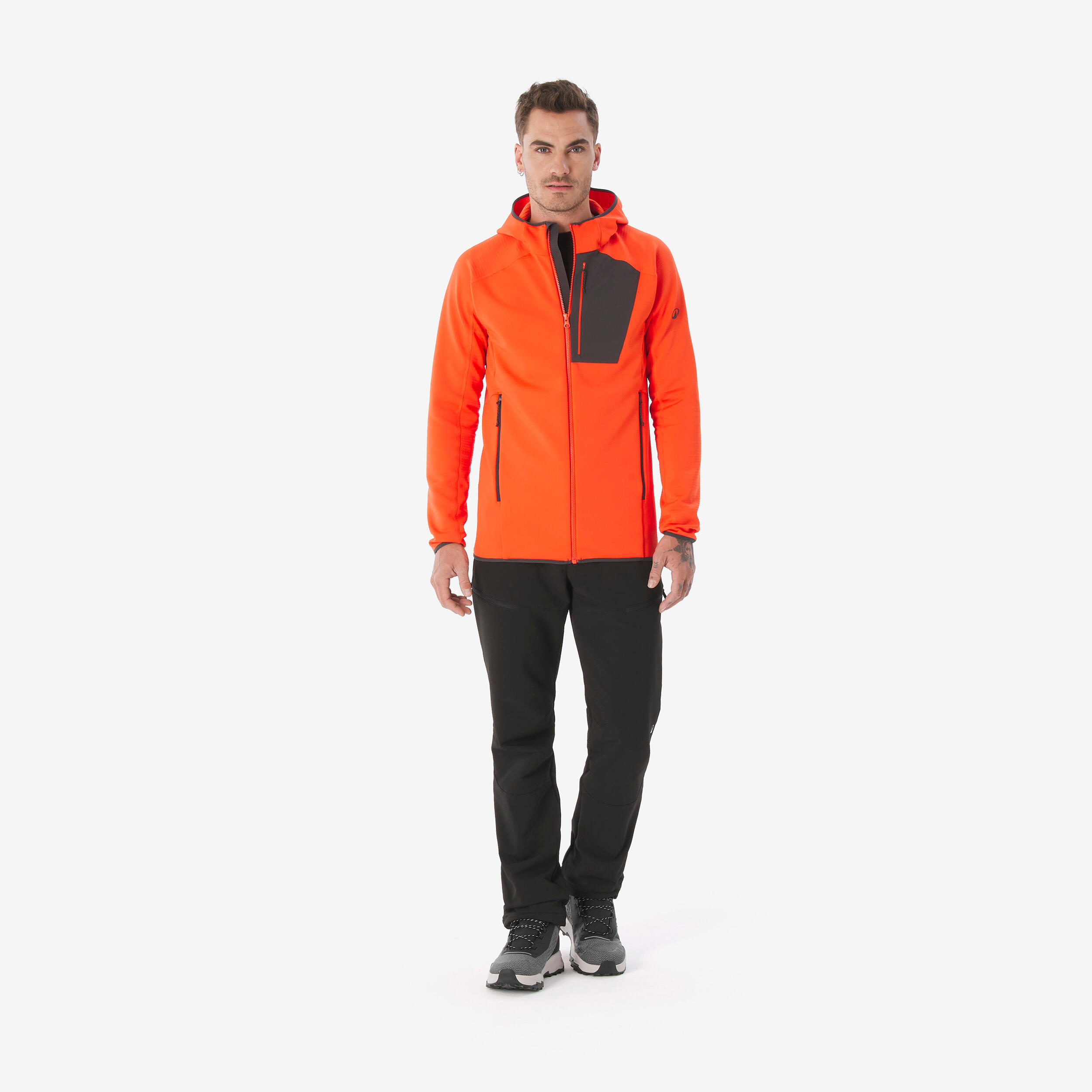 Fleecejacke fürs Wandern in den Bergen für Herren, MH500 Full Zip rot 2/8