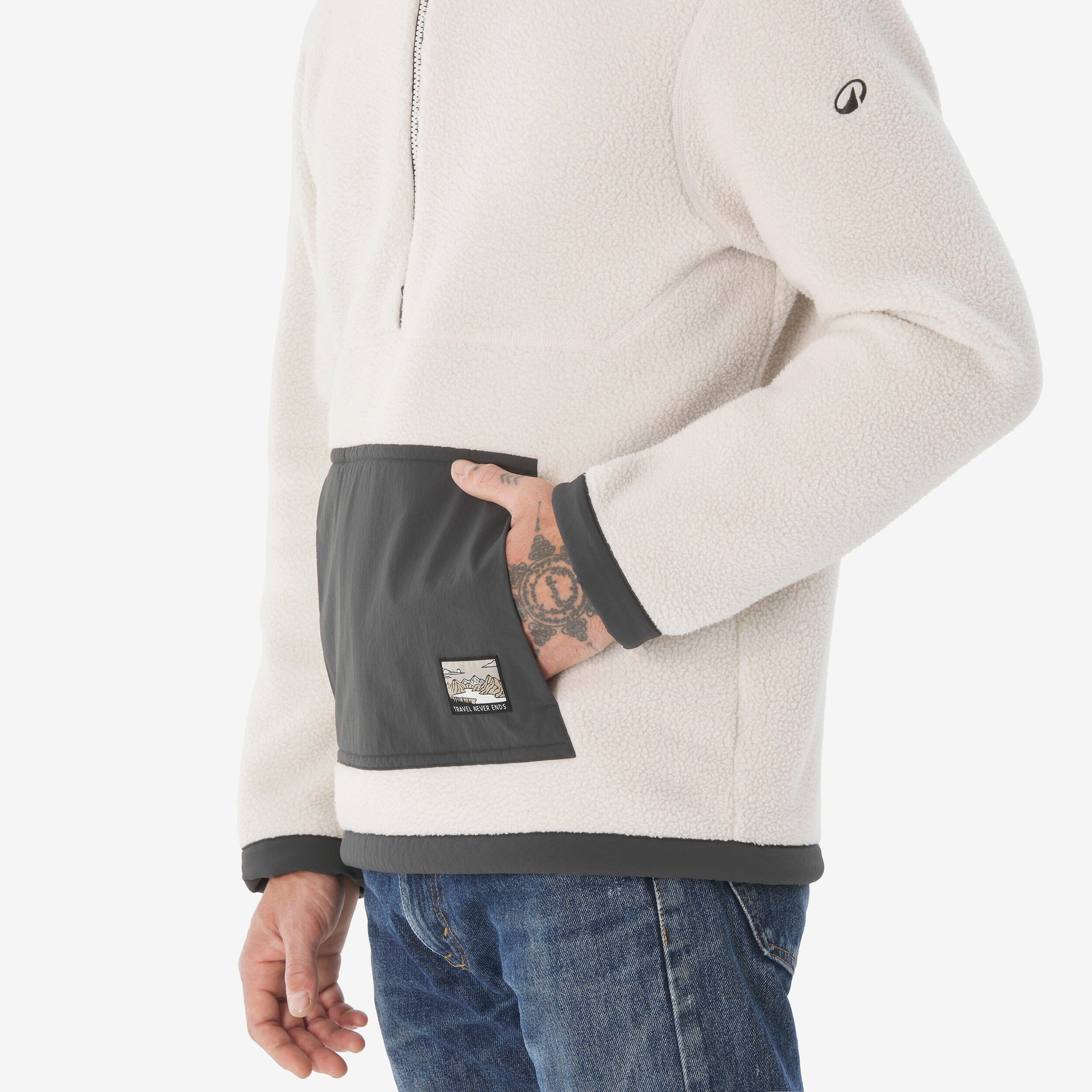Chandail de randonnée en polaire moutonné à demi-zip homme, MH 100 - QUECHUA