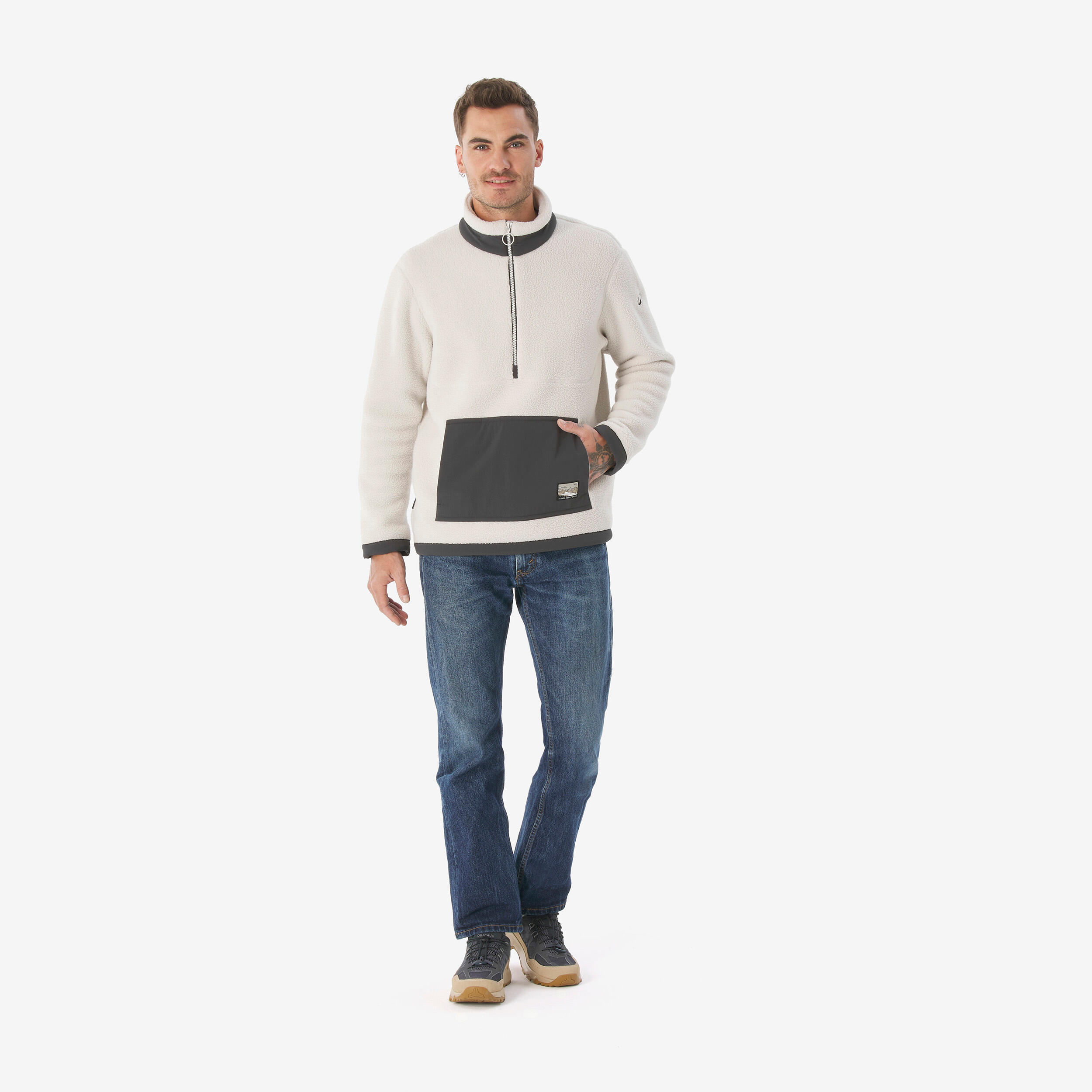 Chandail de randonnée en polaire moutonné à demi-zip homme, MH 100 - QUECHUA