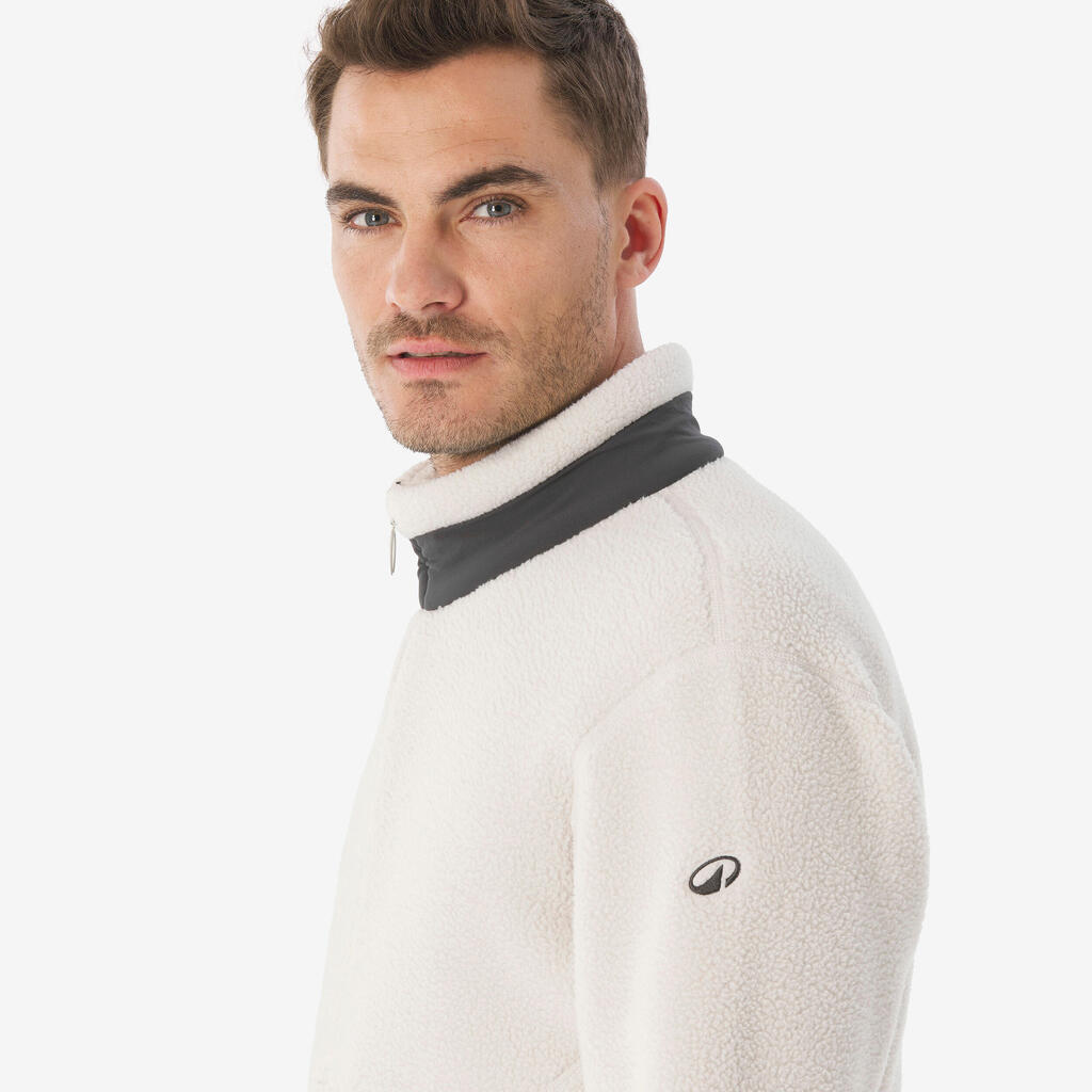 Polaire de randonnée montagne sherpa homme, MH100 1/2 zip beige