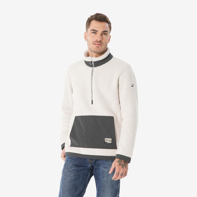 Fleecepullover Herren Sherpa 1/2 Reißverschluss Wandern - MH100 beige
