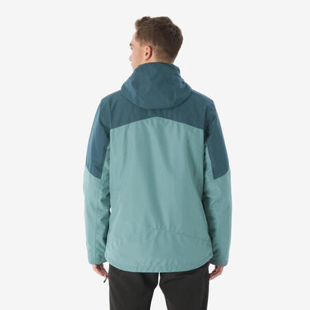 Куртка чоловіча NH500 для туризму водонепроникна 3-в-1 зелена